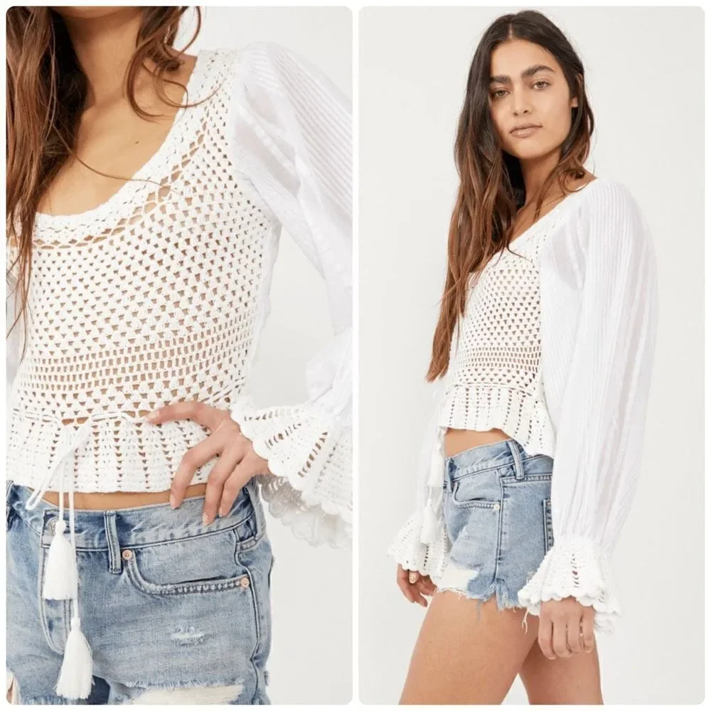 Free People - Megan Crochet Top Ivory